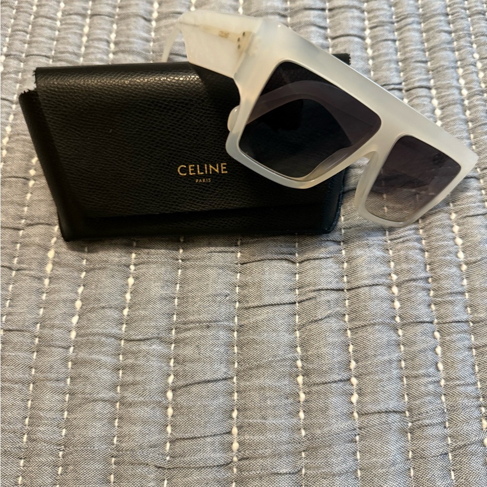 Celine White Translucent Square Sunglasses with Black Case